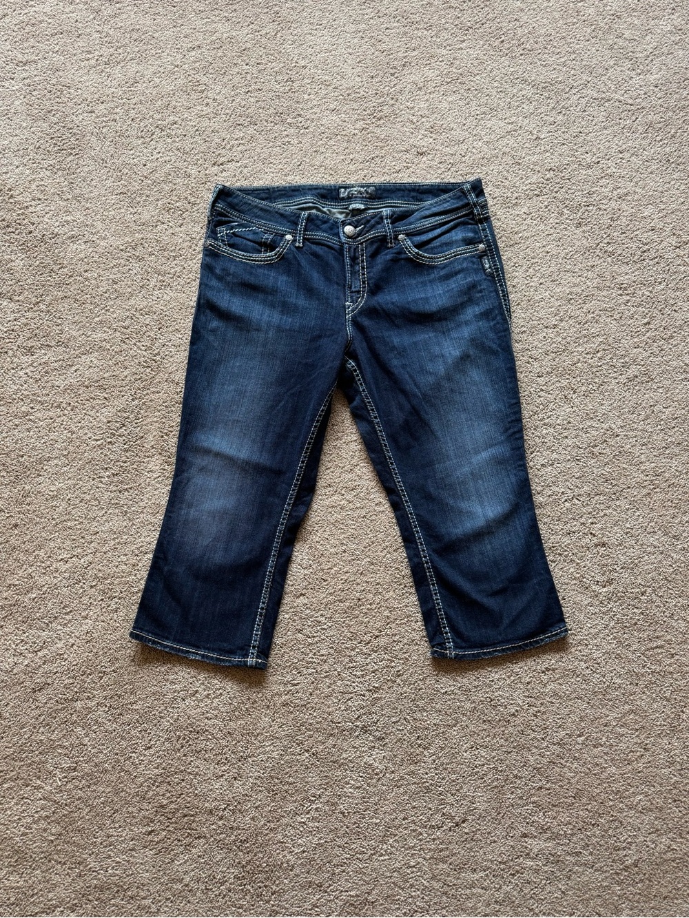 Silver By Buckle Santorini Capri Jeans Womans Plus Sz 18 Y2K Indie, Dark Wash